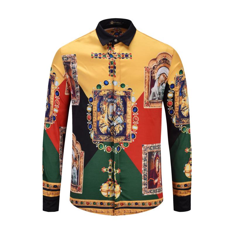 Herrenhemd Neueste Frühlings- und Herbsthemden 3D-gedrucktes Langarm Luxus Gesellschaftshemd Revers Oberteil Herrenoberteil