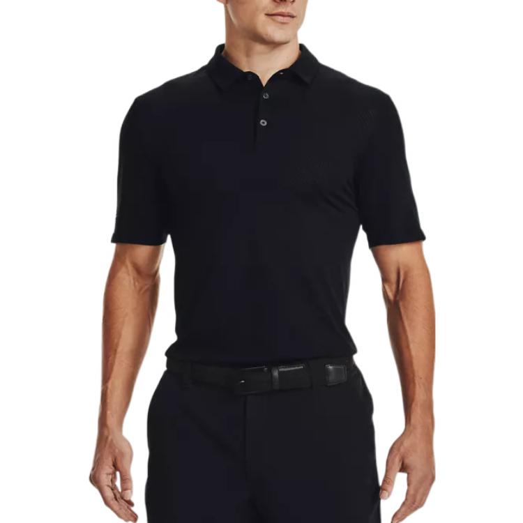 Under Armour Seamless Polo Shirts Men's Black Polo Collar Moderate Straight Fit 1370094-001