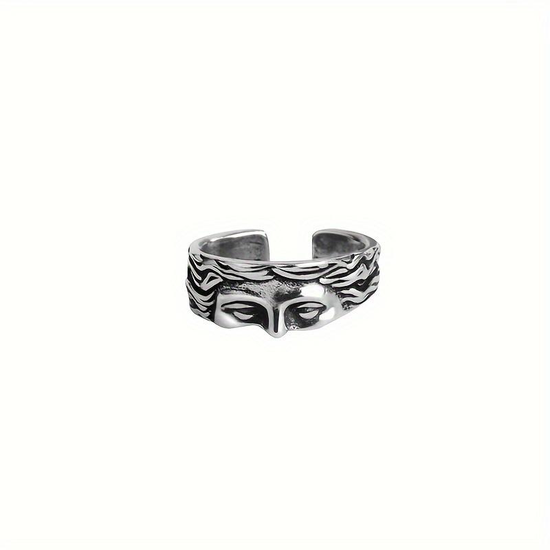Rings For Men Creative Venus Mask Ring, Retro Thai Silver Relief With Adjustable Opening Ring Confessing Gift