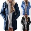 Kvinner Varm hette Uformell Langermet denimjakke Long Jean Outwear Overcoat