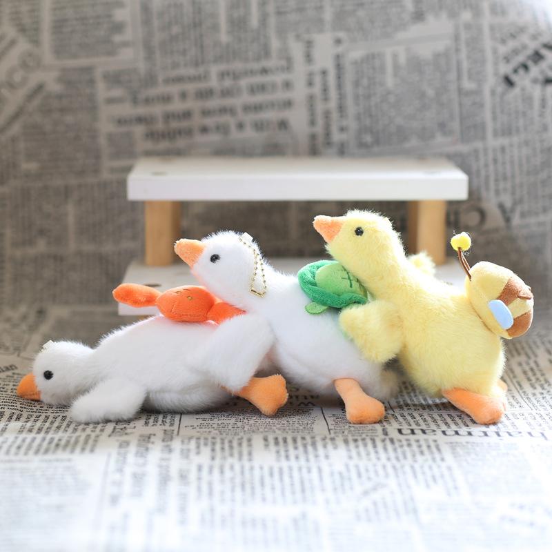 Cute Duck Plush Keychain Cartoon Can Pull Crayfish Turtles Bees Duck Doll Car Bag Accessory Cute Plush Keyring Love Pendant Gift