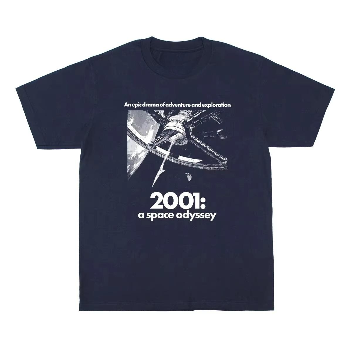 

2001 A Space Odyssey T Shirt Movie Stanley Kubrick SiFi Washed Long Sleeves Unisexs Women Clothing Short Sleeve Printed Shirt S