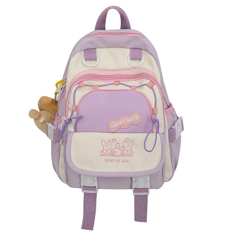 

Студенческий школьный рюкзак с цветными блоками, женский контрастный рюкзак для путешествий, небольшой рюкзак для девочек Small фиолетовый