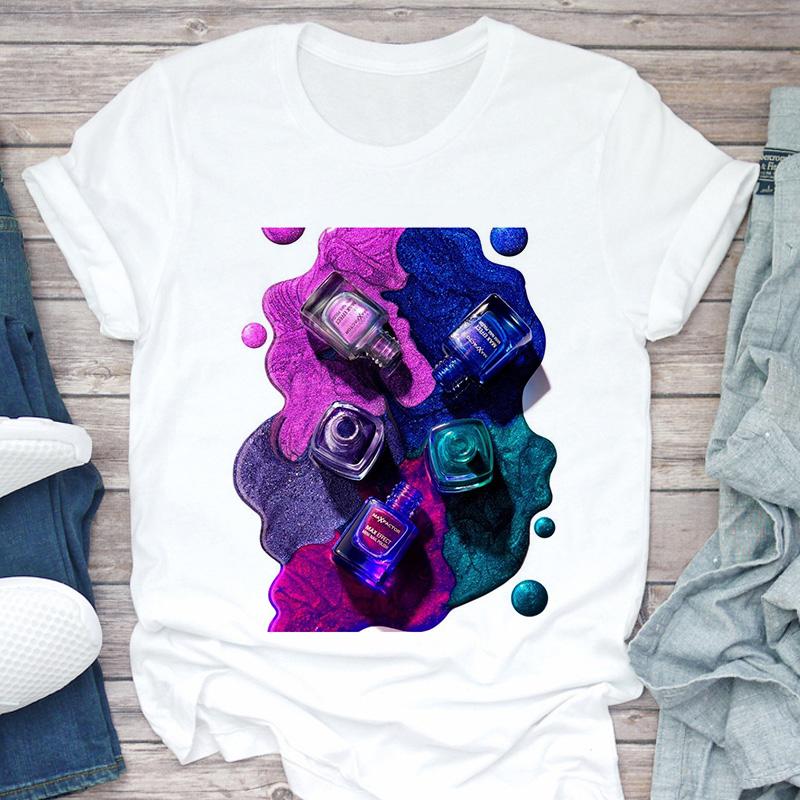Women T-Shirt 3D Make Up Color Graphic Top Female T Shirt Harajuku Streetwear O-Neck Clothing Casual Ladies Tee Tops Shirts