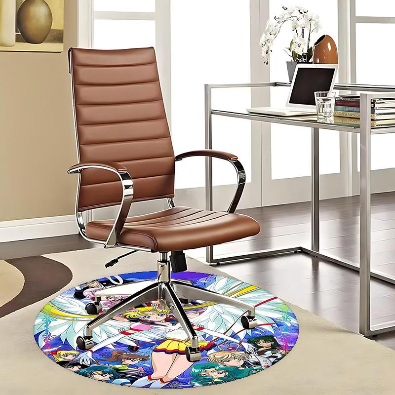 

1pc Sailor Moon Anime Cartoon Design Round Carpet Office Chair Mat, NonSlip Rug for Home Decor, Living Room, Bedroom, Game Room 80cm