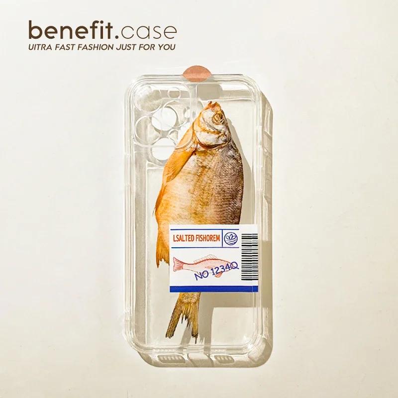 

INS Style Salted Fish Phone Case For Samsung Galaxy S10 S20 S21 S22 S23 S24 FE Plus Ultra Note 20 Transparent Mobile Case S24
