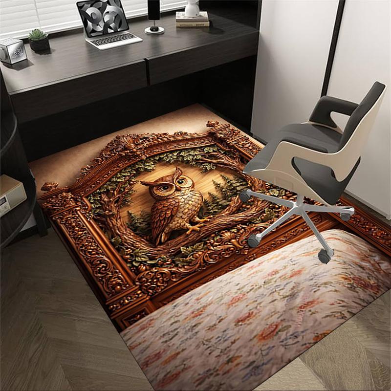 

1PC Owl Forest Non-Slip Floor Carpet Compatible for Office&Living Room&Bedroom&Dining room - Flat-Weave Machine-O388 60cm by 90cm