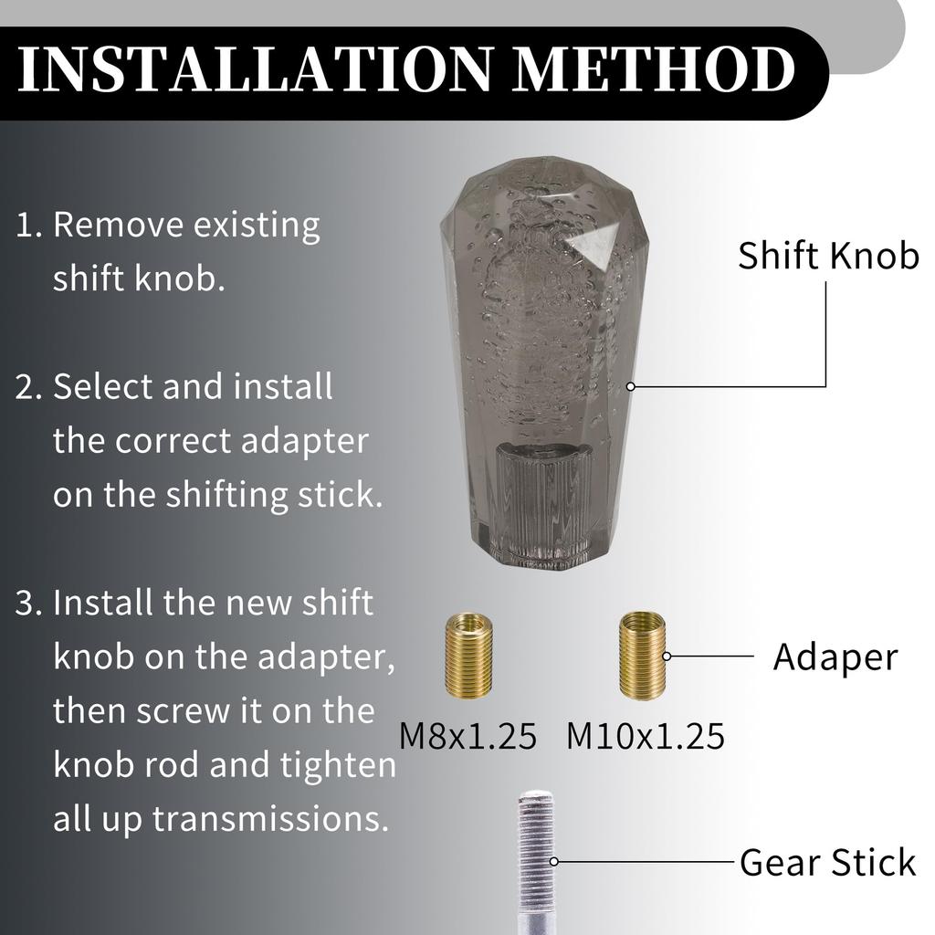 Partuto 1 Set 10cm Universal Shift Knobs - Car Gear Shift Knob with 2