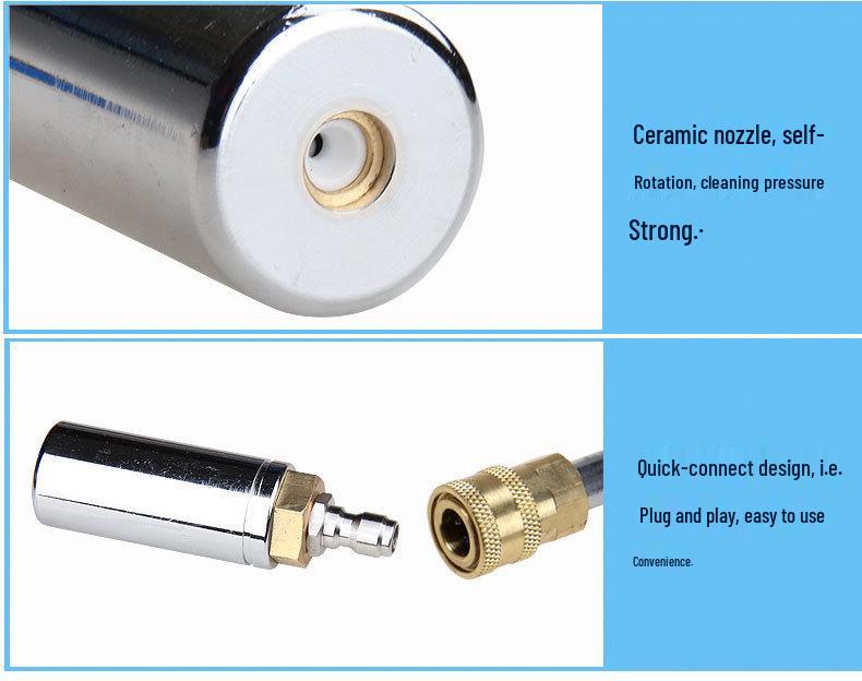 High-Pressure 360° Rotating Car Wash Nozzle for Road Cleaning & Bark Stripping