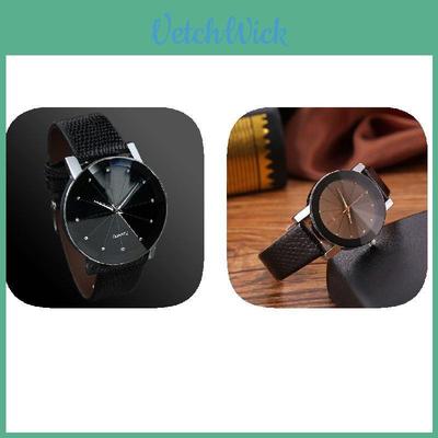 Elegant Round Dial Fashion Wristwatch With Pu Leather Strap For Men Women And Students