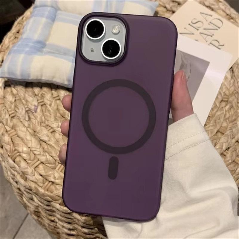 

Магнитный матовый бампер для чехла Magsafe для iPhone 16 15 14 Plus 13 12 11 Pro Max ультратонкий полупрозрачный ударопрочный жесткий чехол для ПК iPhone 11 Pro фиолетовый