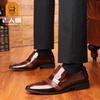 Old man pointed head leather shoes bright leather men's wedding leather shoes 2025 new spring and autumn business dress shoes fashion single shoes