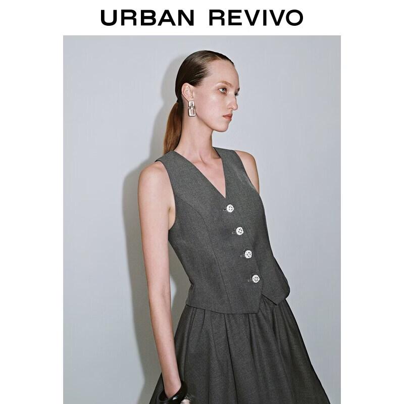 UR2026 Women's V-Neck Patchwork Sleeveless Mini Dress