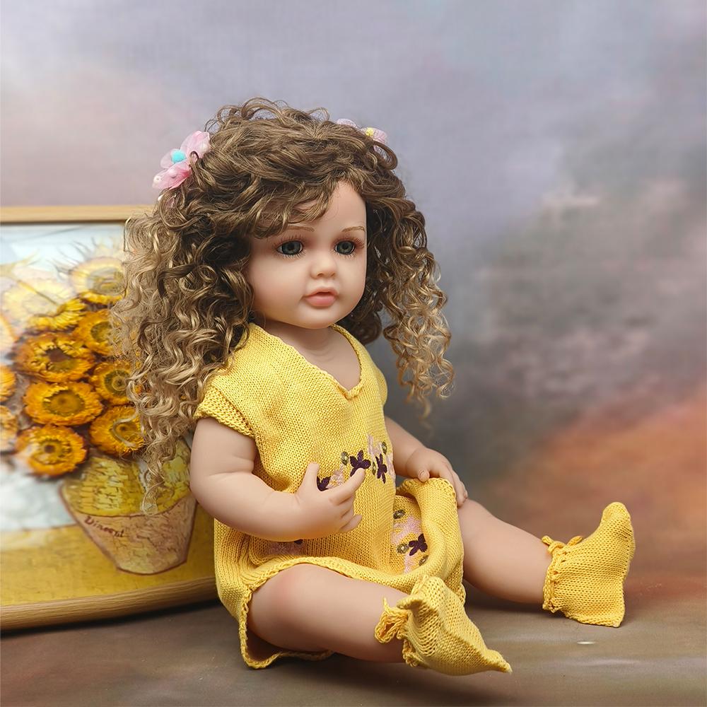 

55 см полностью виниловая кукла-реборн Бетти 22 дюйма милая кукла-девочка с африканскими популярными афро волосами принцесса имитация куклы игрушка