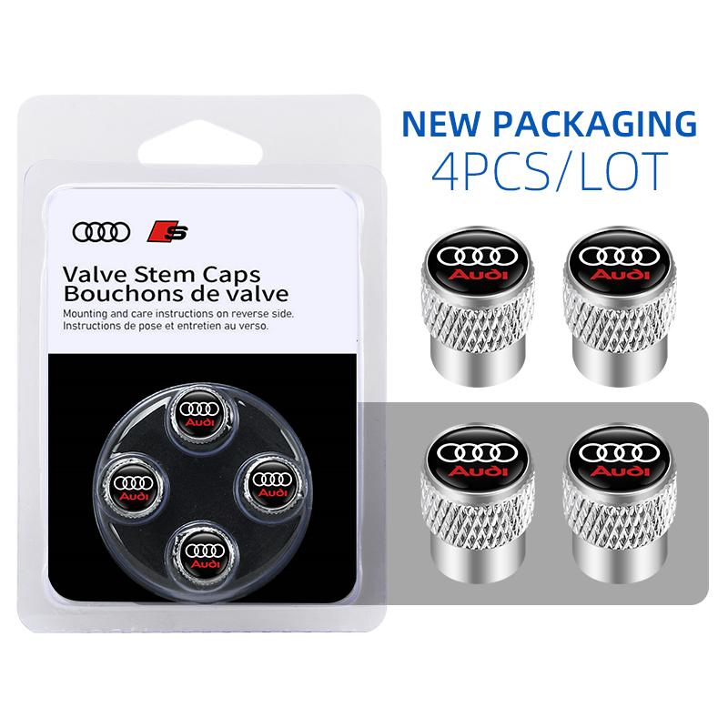 2026 Hot 4Pcs 3D Aluminum Car Wheel Tire Air Valve Dust Caps For 22x Sline A1 A2 A3 A4 A4L A5 A6 A7 A8 A8L TT Q1 Q2 Q3 Q4 Q5 Q6 Q7 Q8 B2 D2