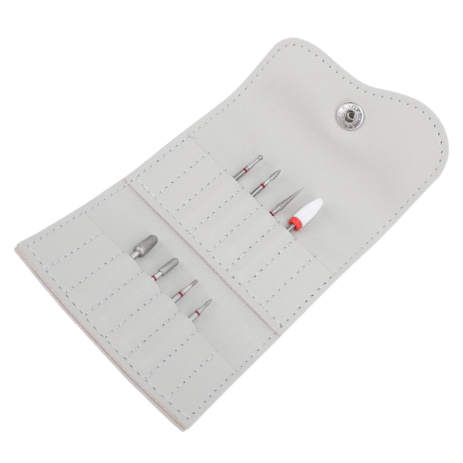 

Nail Drill Bits Nail Grinding Head Storage Bag Set 8pcs Stainless Steel Nail Grinding Head Portable