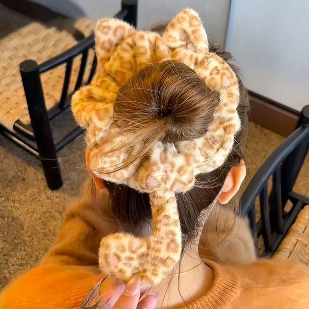 Plush Fabric Plush Cat Headband Cat Shape Plush Scrunchies Kitten Headband  For Girls Women