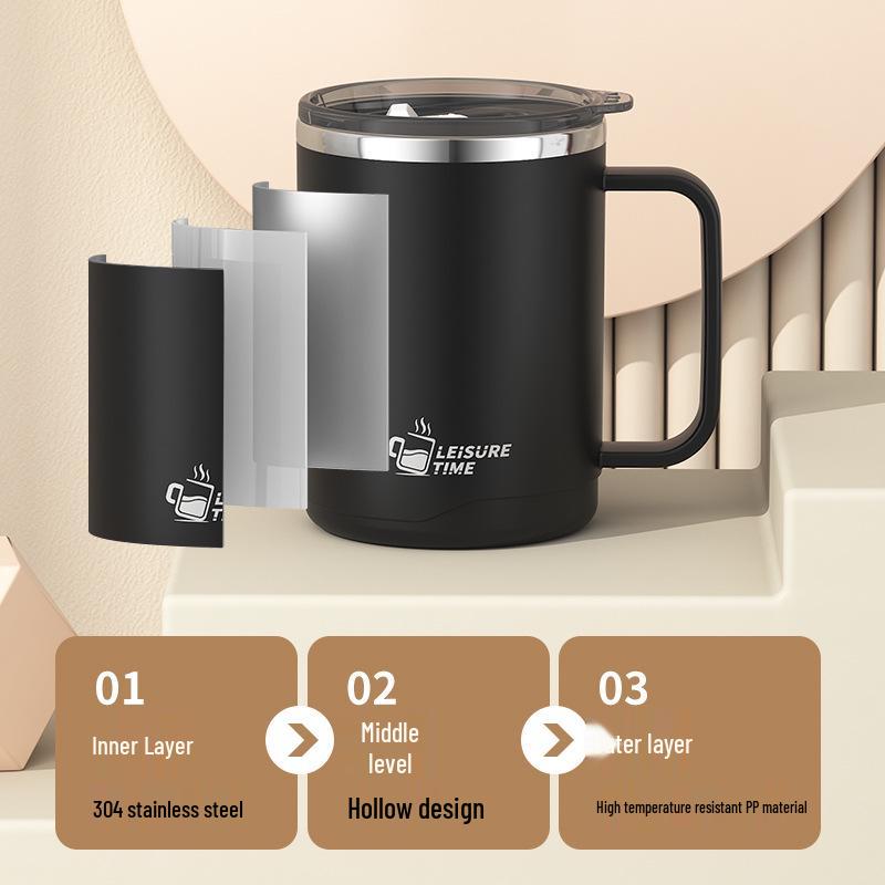 Yuedis 304 Stainless Steel Double-Layer Anti-Scald Creative Coffee Mug