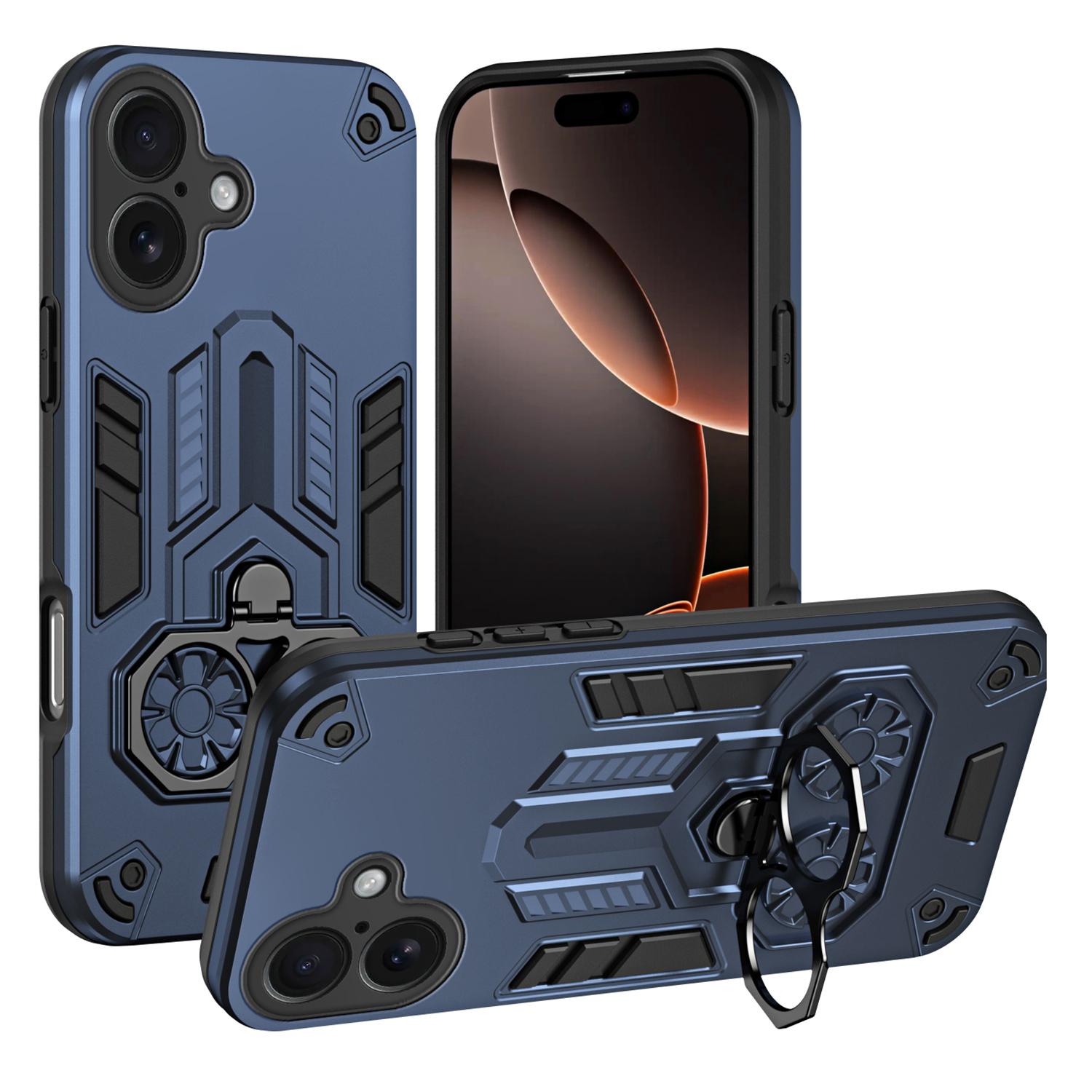 

For iPhone 17 Case Ring Holder Kickstand PC+TPU Shockproof Phone Cover