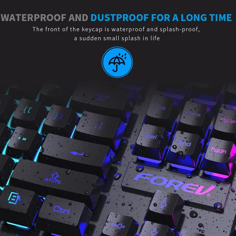 104 Keys Mechanical Feel Keyboard Wired Gaming Keyboard for Laptop PC Ergonomics RGB Backlit 61Key Cyan Axis Keycaps Keyboard