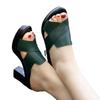 Women Fashion Sandals  Summer Retro High Heel Platform Slippers Outdoor Comfort Bright Leather Peep Toe Casual Shoes Sandals