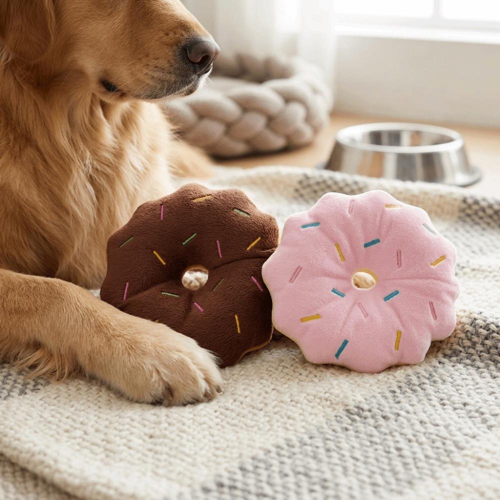 Runde Form Hundekauspielzeug Ring Plüschoberfläche Welpen Spielzeug Quietschendes Haustierspielzeug Tägliche Haustierunterhaltung