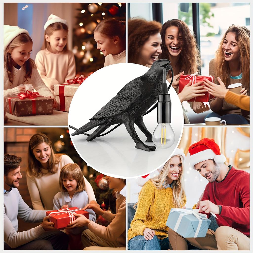 Schwarze Teufel-Tischlampe mit Edison-Glühbirne, USB-betrieben, Harz-Tischlampe für Schlafzimmer, Wohnzimmer-Dekor, Bauernhaus-Kunst, Wohnheim-Dekor, 36 V oder weniger