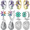 CYCUFF 925 Silver Hoop Earrings Hypoallergenic Purple Flowers Series Earring Jewelry For Women Fine Wedding Party Gifts