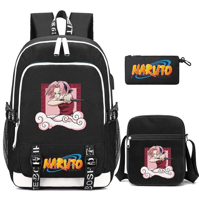3ks/set Anime Naruto Batoh Dětský Batoh Kreslený Teenager Nepromokavý školní batoh Student Boy Girl Školní batoh