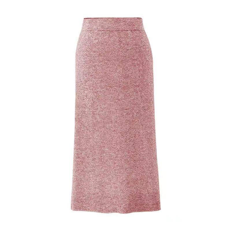 Dámská elegantní fleecová pletená sukně nadměrné velikosti Podzim Zima Rozparek Pružná Bodycon sukně