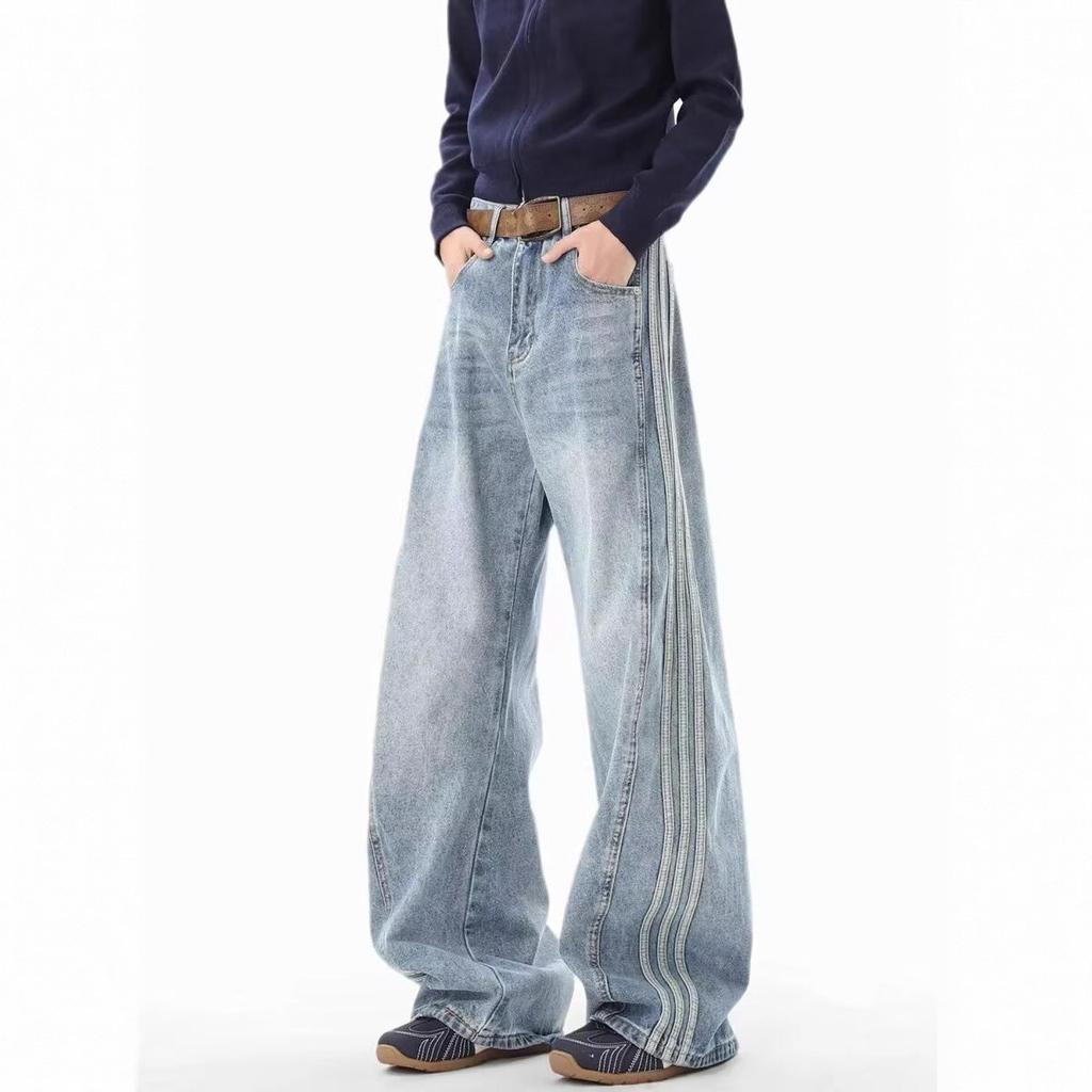JYL Unisex Bootcut Jeans American Vintage Spring Niche Loose Trendy Couple Denim