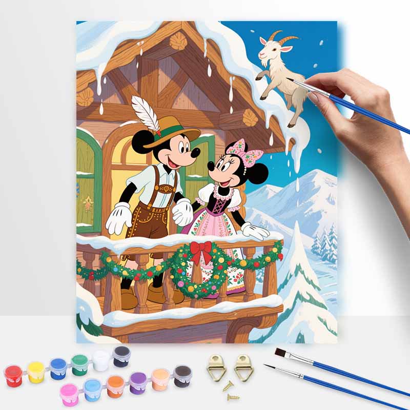 Disney Oil Paint Digital Painting Art Kit Alpine Lodge FillIn Painting Home Decor 20x30cm