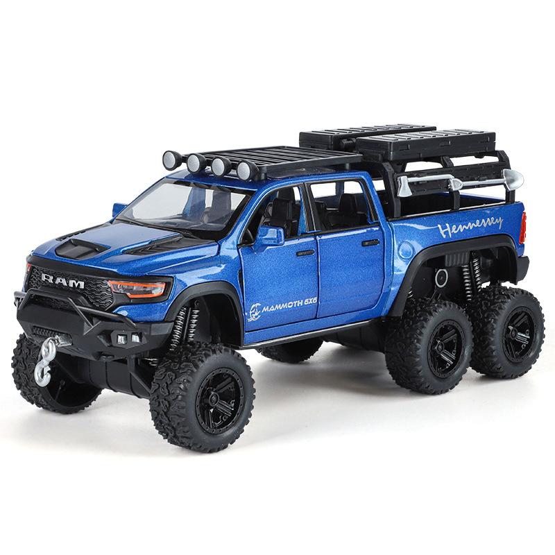Boxed 1/32 Dodge Tyrannosaurus Rex 6X6 Pickup Truck Model, Alloy Die Cast Children's Off-Road Vehicle Toy Boy Gift