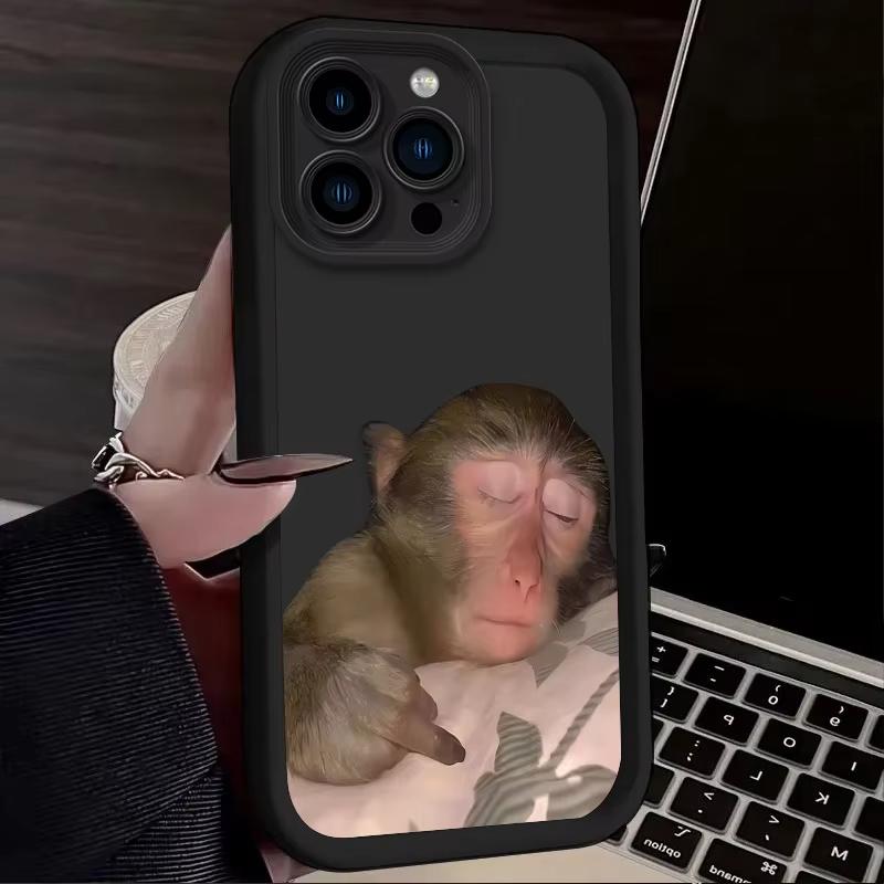 

Funny Sleeping Monkey Lovely Phone Case For iPhone 16 15 14 13 12 11 Pro Max XS Max XR 7 8 Plus Shockproof Silicone Back Cover iPhone 13