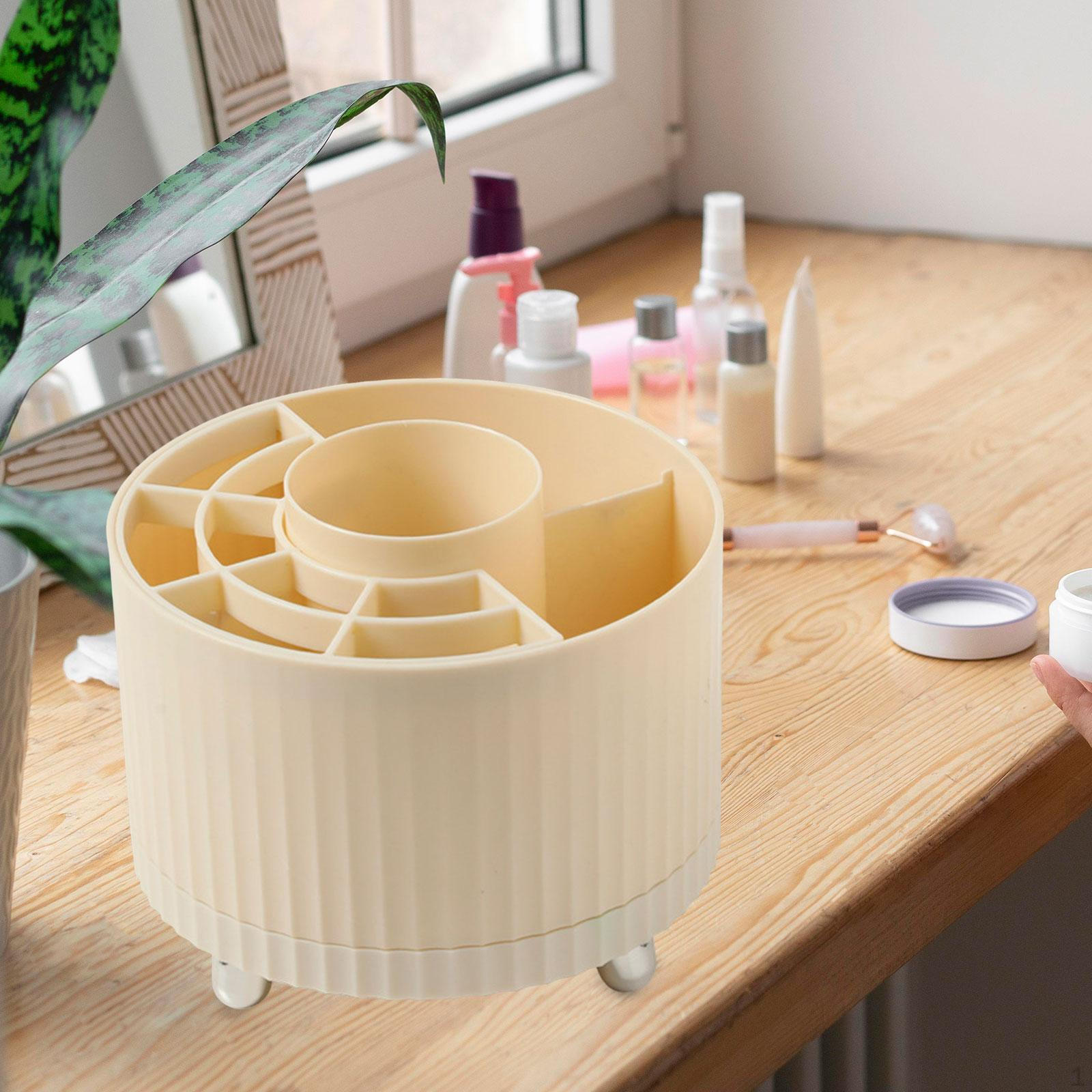 

Подставка-органайзер для кистей, контейнер для хранения косметики для туалетного столика жёлтый