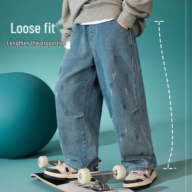 ASK JUNIOR Youth Boys  Printed Straight-Leg Jeans 140