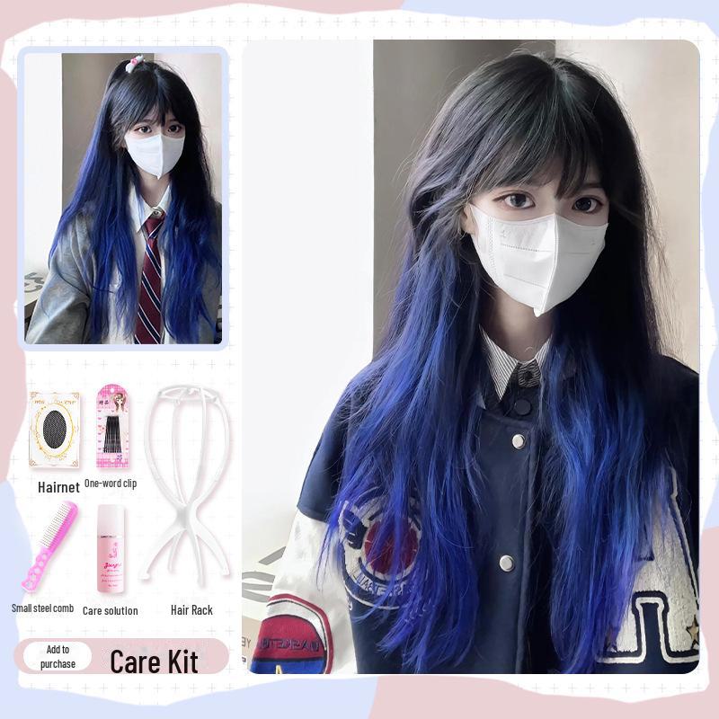 Golden Long Straight Hair Wig for Women - Natural Lolita, JK Style Full Head Cover