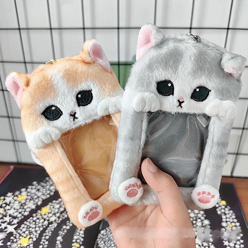 Cute Shark Cat Girls Women Plush Photocard Holder With Keychain Cute Cartoon Photo Card Holder Id Credit Band Card Protector