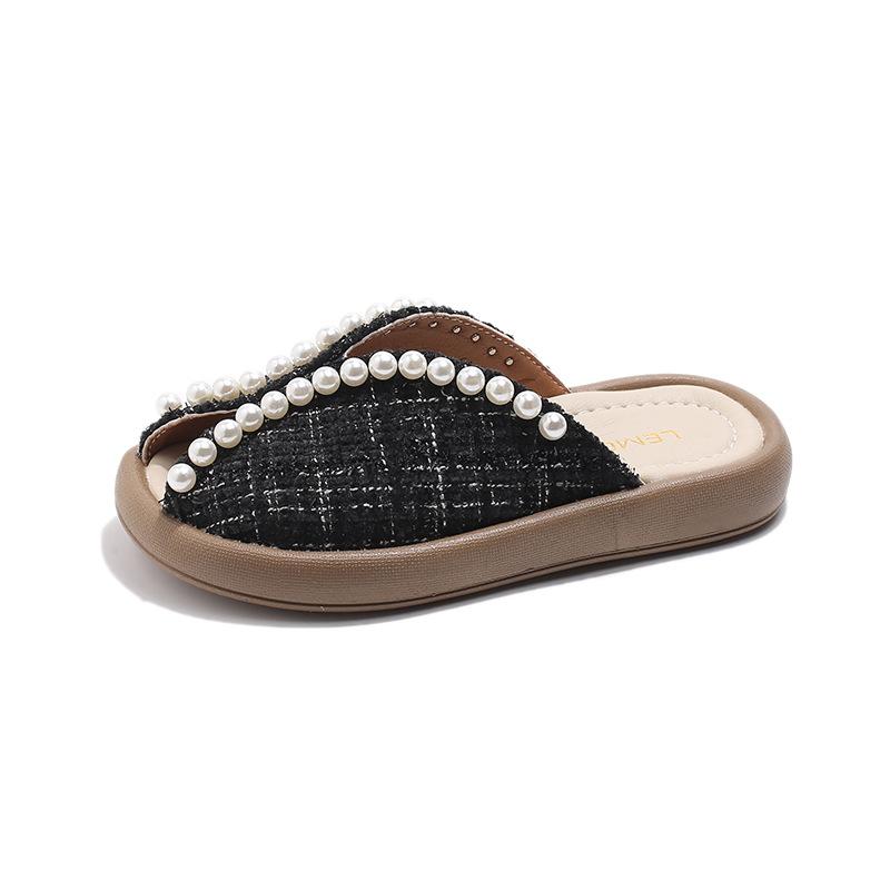 New Summer Sandals Fashionable Girls' Pearl Fish-Mouth Slippers Fashionable Korean-Style Princess Slippers