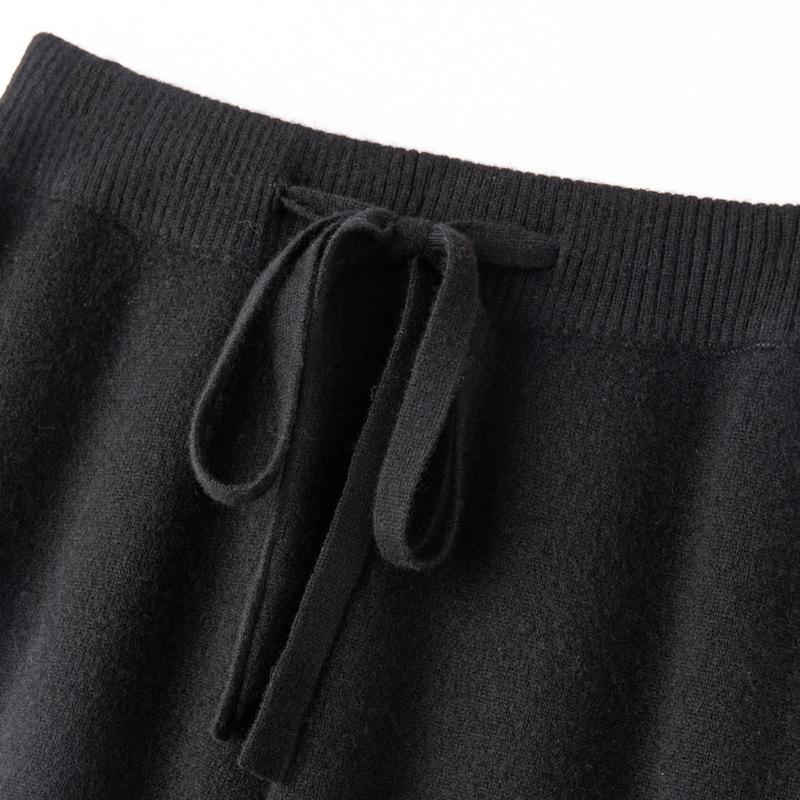 Australian Wool Wide Leg Pants - Women's Autumn/Winter Straight Leg Cashmere Knit Floor-Length Trousers