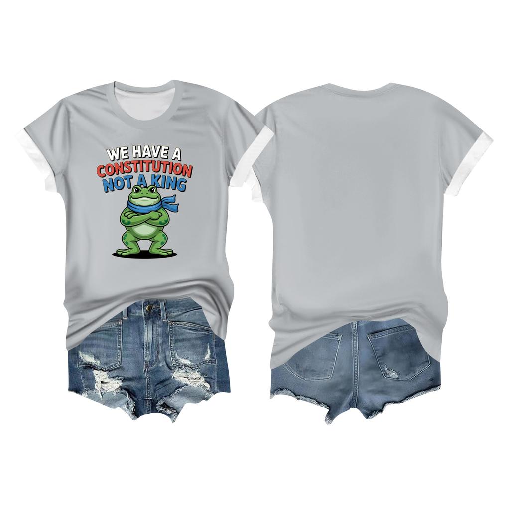 Women's Casual Printed T-shirt Round Neck Pullover Short-sleeved Top