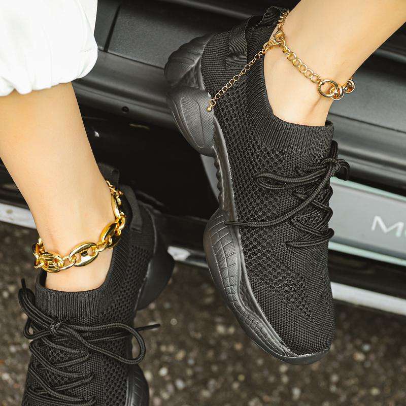 

Женские кроссовки на массивной подошве, летние повседневные кроссовки с дышащей сеткой, большие размеры 44, обувь на платформе, спортивная обувь для бега, вулканизированная обувь 36 чёрный