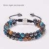 Men's Adjustable Yoga Bracelet with Natural Tiger Eye & Agate Stones
