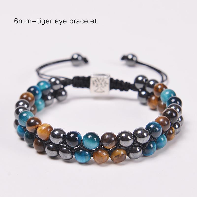 Men's Adjustable Yoga Bracelet with Natural Tiger Eye & Agate Stones