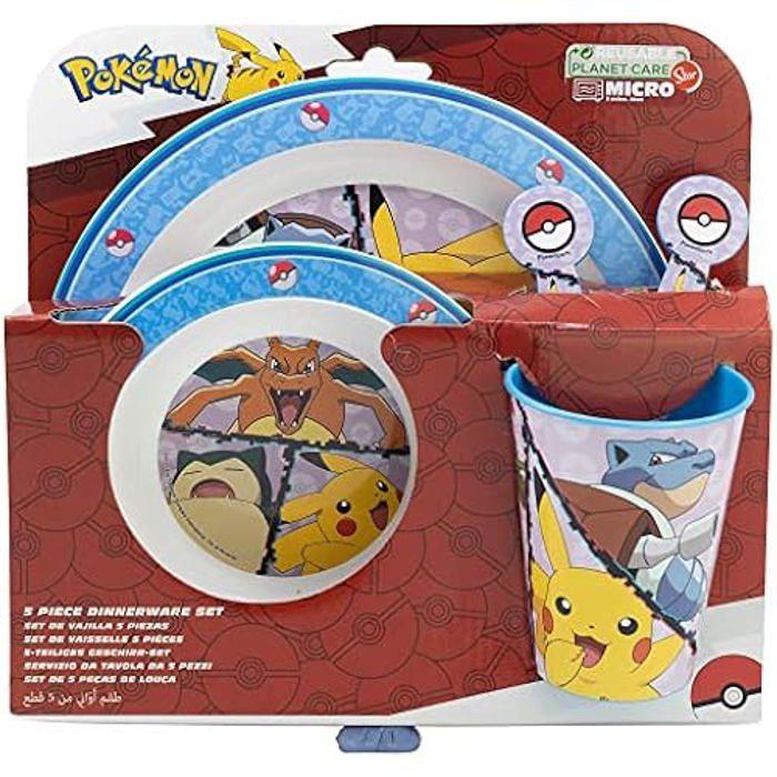 Set de Vaisselle Pokémon - STOR - 5 Pièces - Réutilisable - Blanc - Enfant - Compatible lave-vaisselle