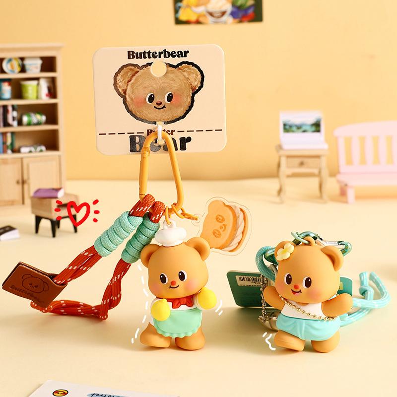 Cartoon Cute Butter Bear Keychain Pendant  Car Keychain Novelty Exquisite Kawaii Backpack Decoration Accessories Gifts