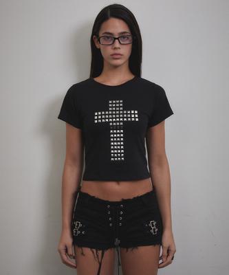 Bunteu Stud Cross T-Shirt (Black)