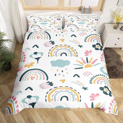 Cartoon Rainbow Bedding Set 3D Printed Duvet Cover Set Soft Single Twin Double Queen King Size For Birthday Gift For Girls Women