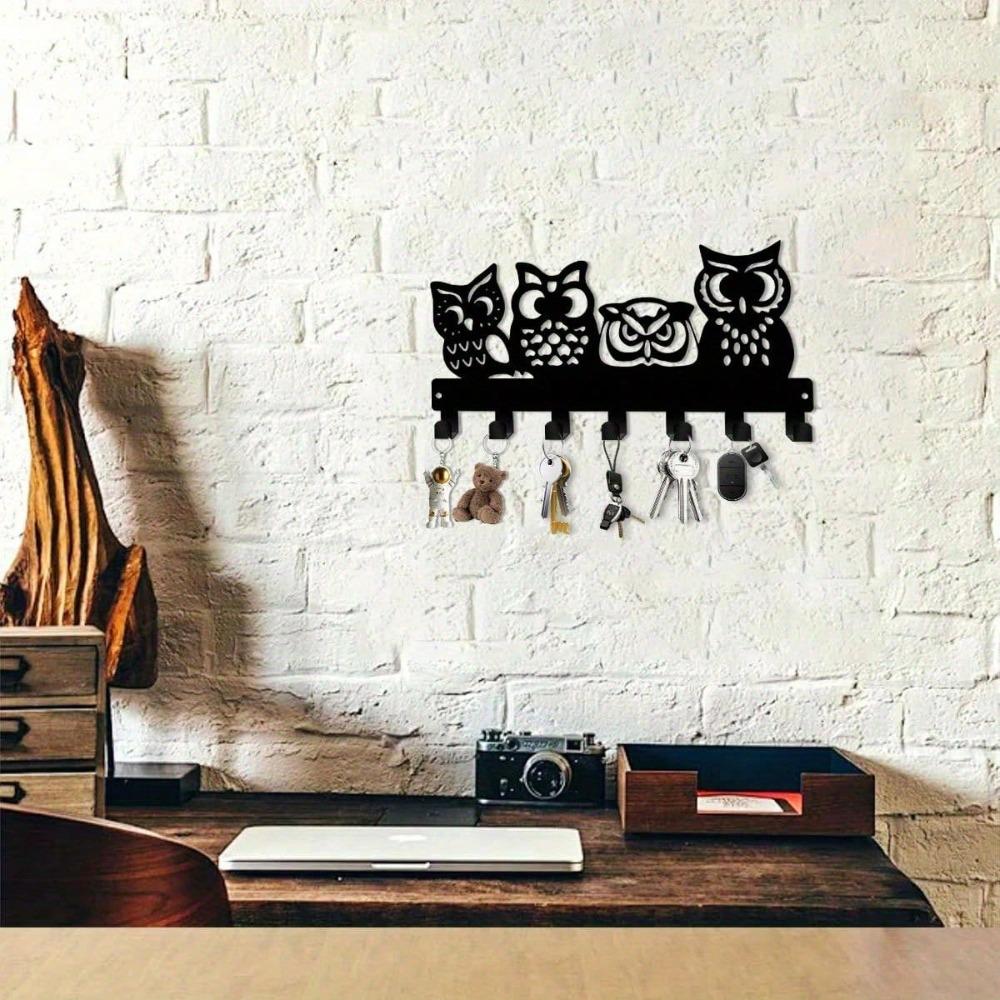 Owl Shaped Key Holder Wall Hook, 24.9cm Metal Coat Hat Hook for Hallway Office Kitchen Bathroom Indoor Decor
