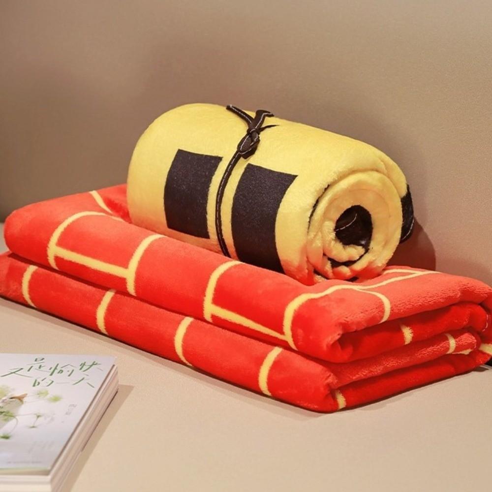 Portable Blanket Fun Pattern Tai Chi Nap Blanket Coral Fleece Warm Shawl Blanket Folding Cozy Air Conditioning Blanket Travel